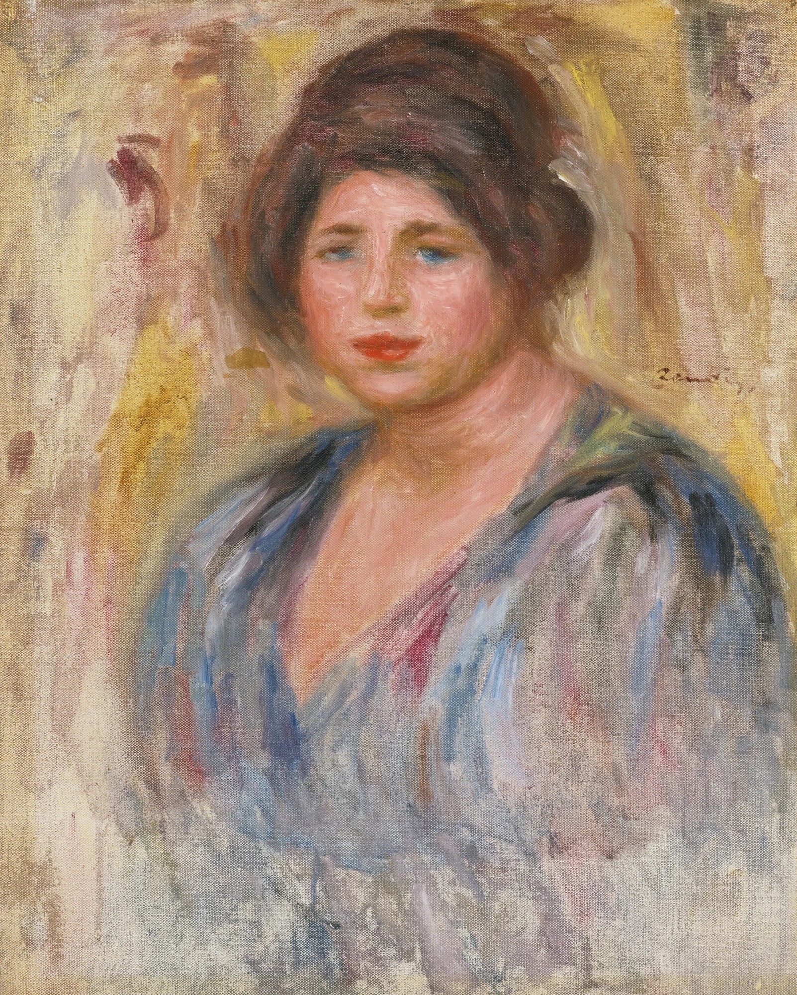 Portrait de femme, Gabrielle Renard, de Pierre-Auguste Renoir, vers 1912 – reproduction peinture à l’huile sur toile