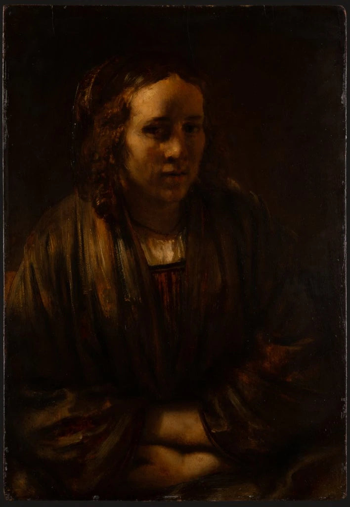 Ritratto di Hendrickje Stoffels in un'imballaggio di seta - Rembrandt