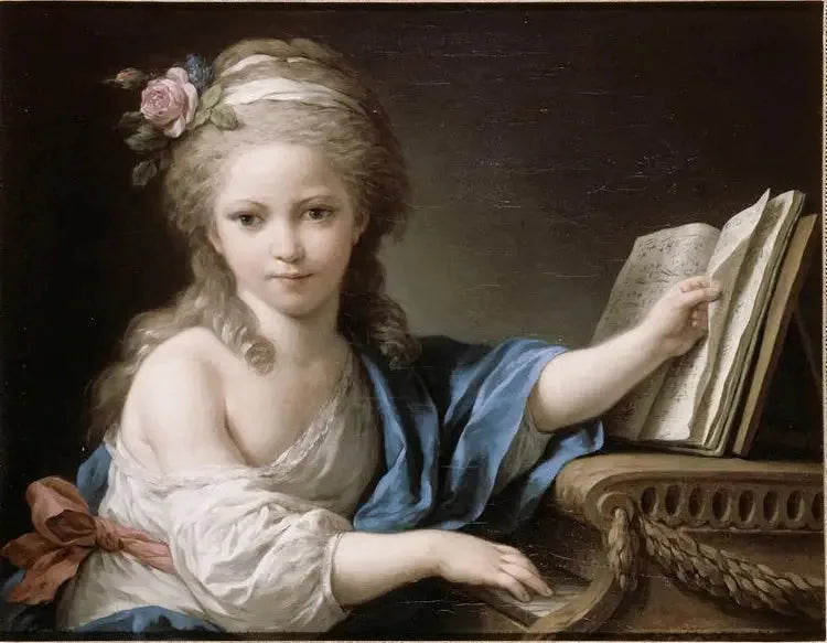 Ritratto presunto di Joséphine, figlia di Bergeret de Grancourt, toccando il pianoforte - Louis Jean François Lagrenée