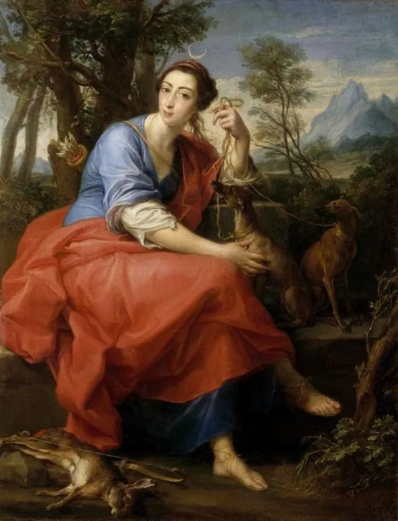 Portrait présumé de la marquise Caterina Gabrielli dans le rôle de Diana - Pompeo Batoni image 1 reproduction artisanale de tableau
