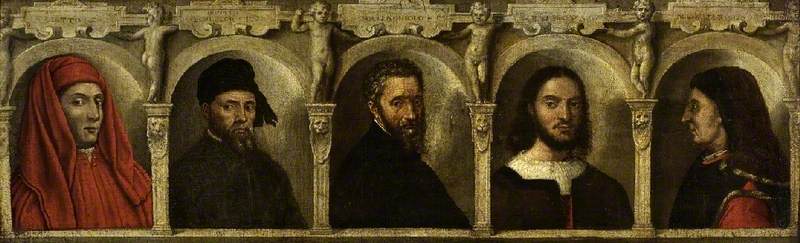 Ritratti di cinque artisti, Giotto, Donatello, Michelangelo, Raffaello e Brunelleschi - Francesco Salviati