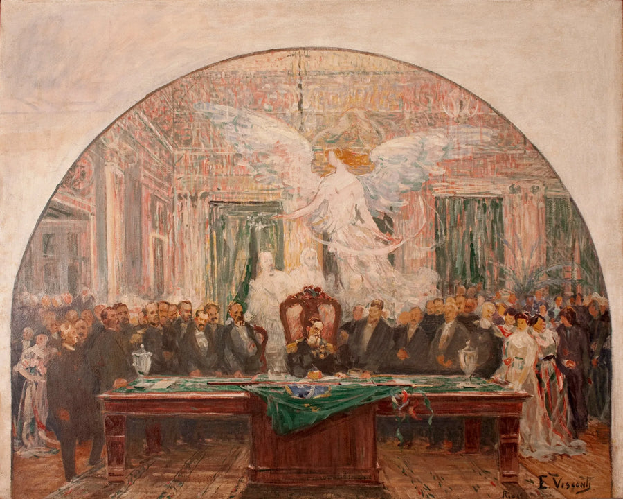 Posse de Deodoro da Fonseca - Primeiro estudo para o Pal��cio Tiradentes - Eliseu Visconti