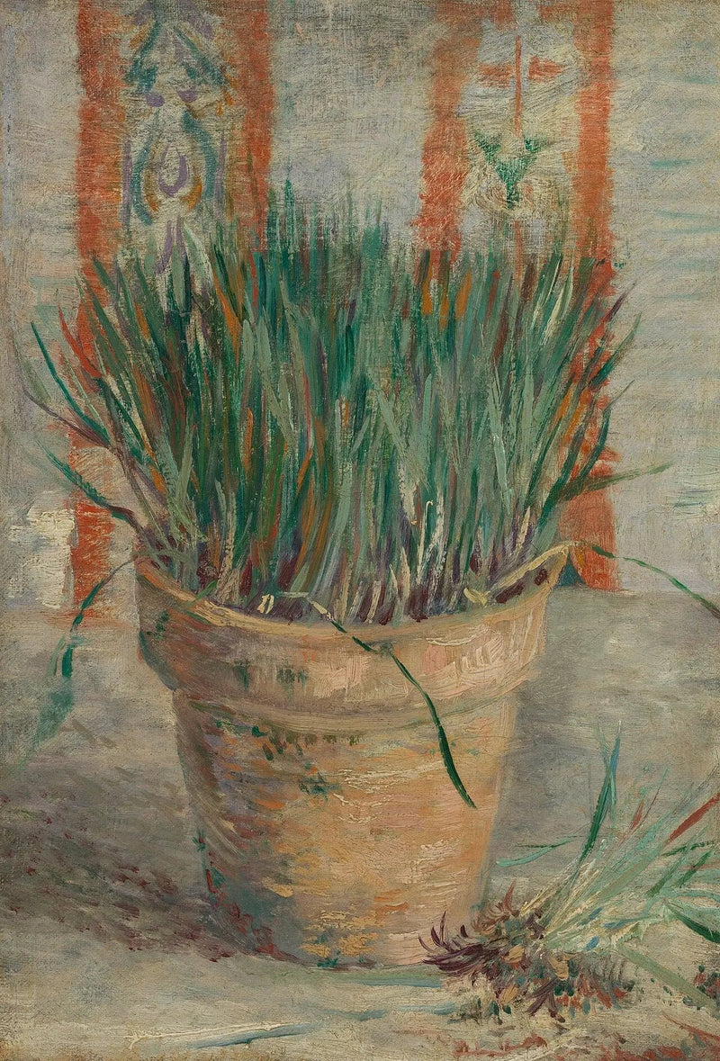 Vaso di fiori con erba cipollina all'aglio - Vincent van Gogh