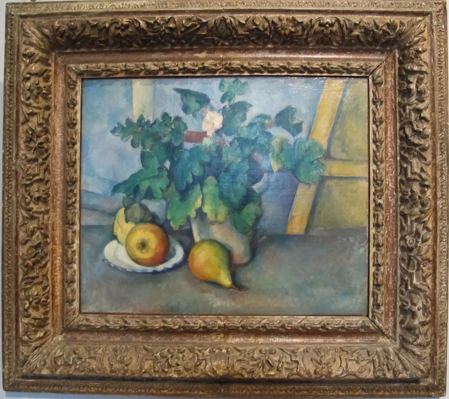 Vaso di primule e frutti - Paul Cézanne