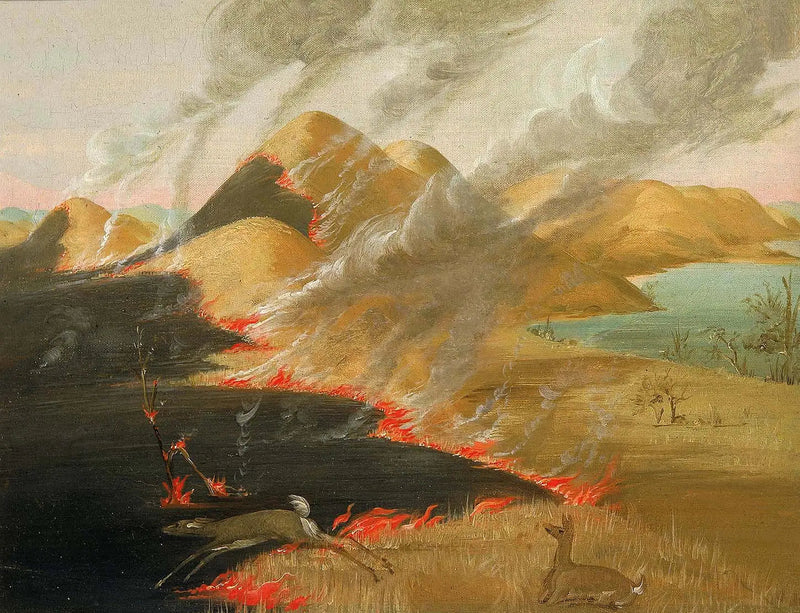 Prairie Bluffs in fiamme - George Catlin