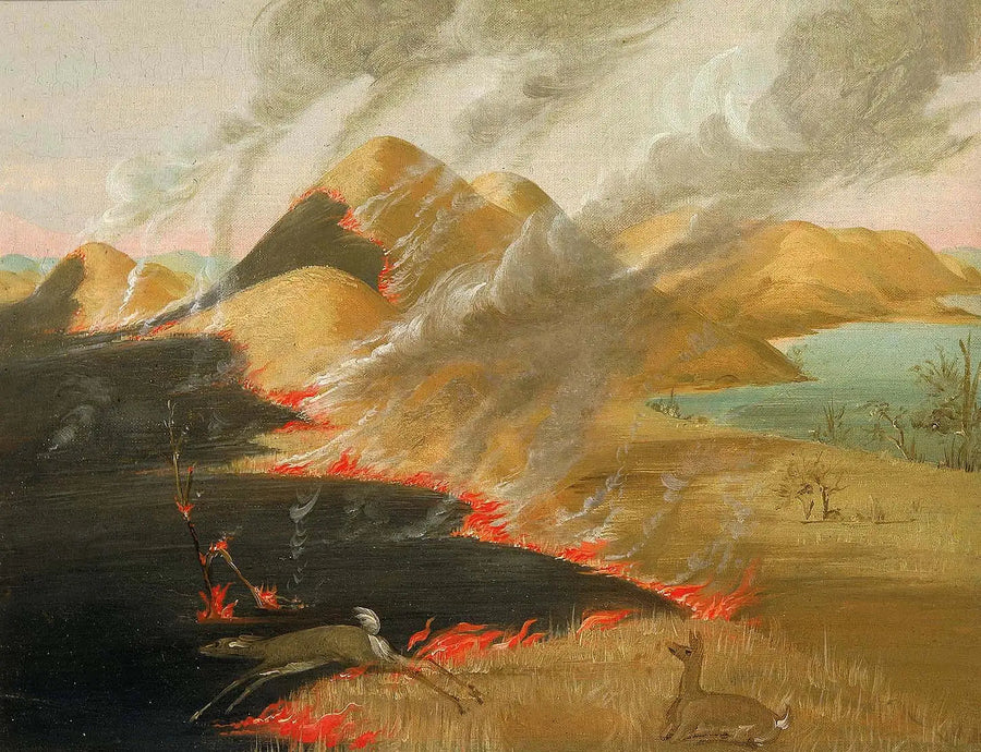 Prairie Bluffs in fiamme - George Catlin