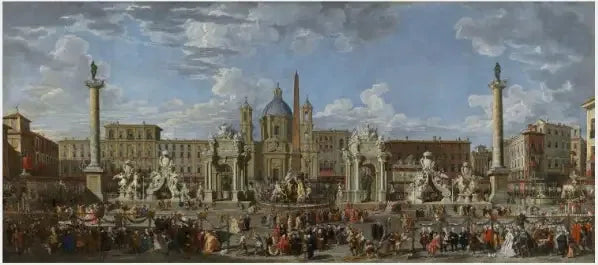 Preparativi per celebrare la nascita del Delfino di Francia sulla Piazza Navona - Giovanni Paolo Panini