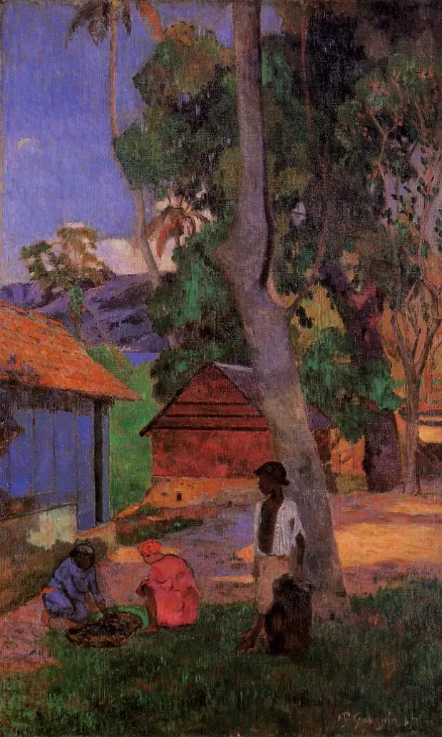 Près des cases, ou Autour des huttes - Paul Gauguin image 1 reproduction réalisée par Alpha Reproduction