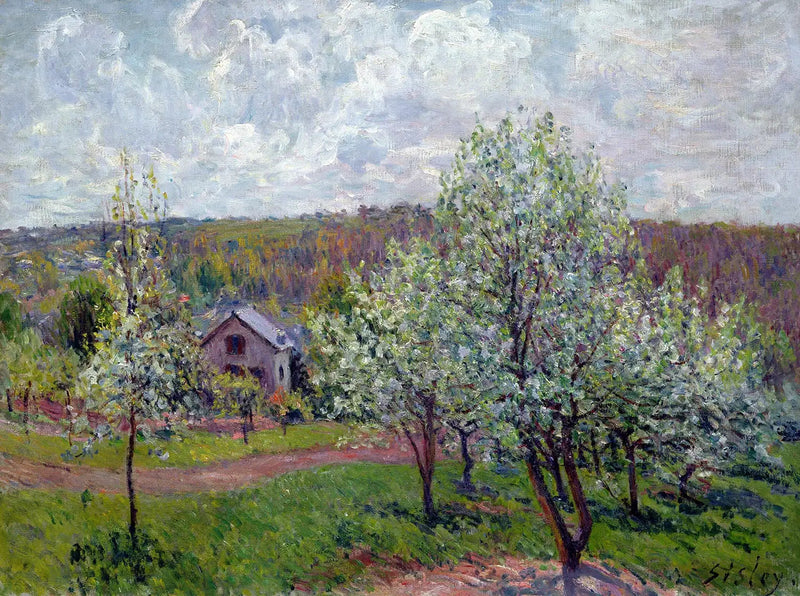 Primavera nei dintorni di Parigi. Meli in fiore - Alfred Sisley