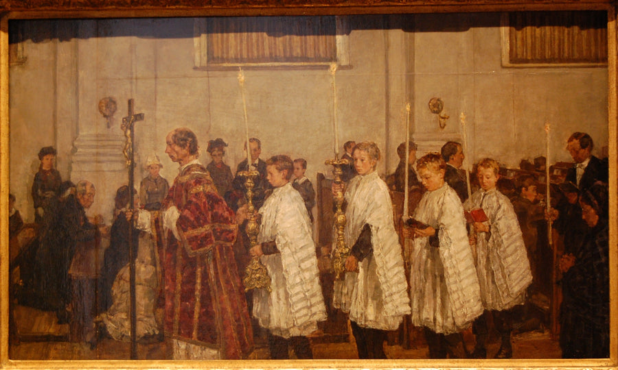 Processione nella vecchia chiesa cattolica dell'Aia - Isaac Israel