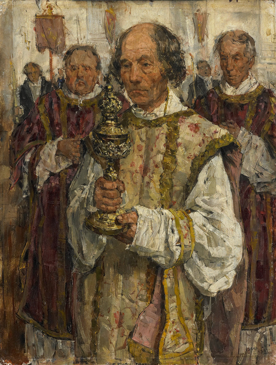 Processione nella vecchia chiesa cattolica dell'Aia con il sacerdote Cornelis Hendrikus van Vlooten - Isaac Israel