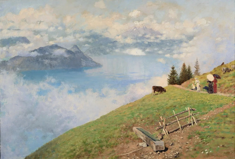 Passeggiata sulle rive del lago di Lucerna - Giuseppe De Nittis