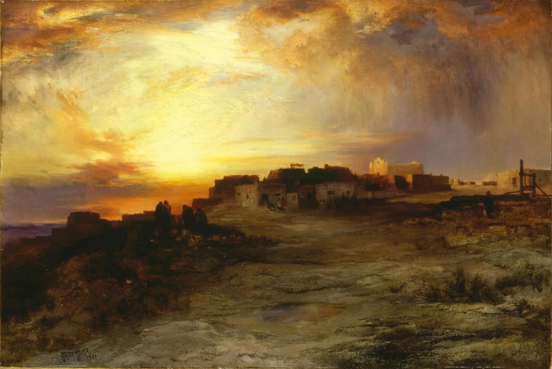 Pueblo al tramonto del sole (Laguna) - Thomas Moran