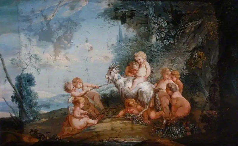 Putti con una capra in un paesaggio - François Boucher