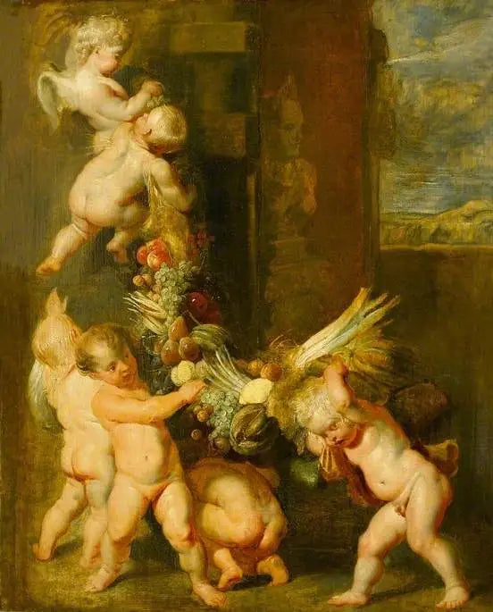 Putti portant une ghirlanda di frutta - Peter Paul Rubens