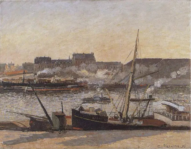 Quai de la Bourse, Rouen, pomeriggio - Camille Pissarro