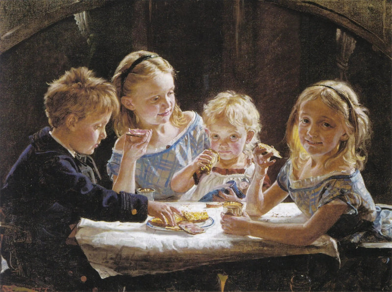 Quattro bambini che pranzano. - Peder Severin Krøyer