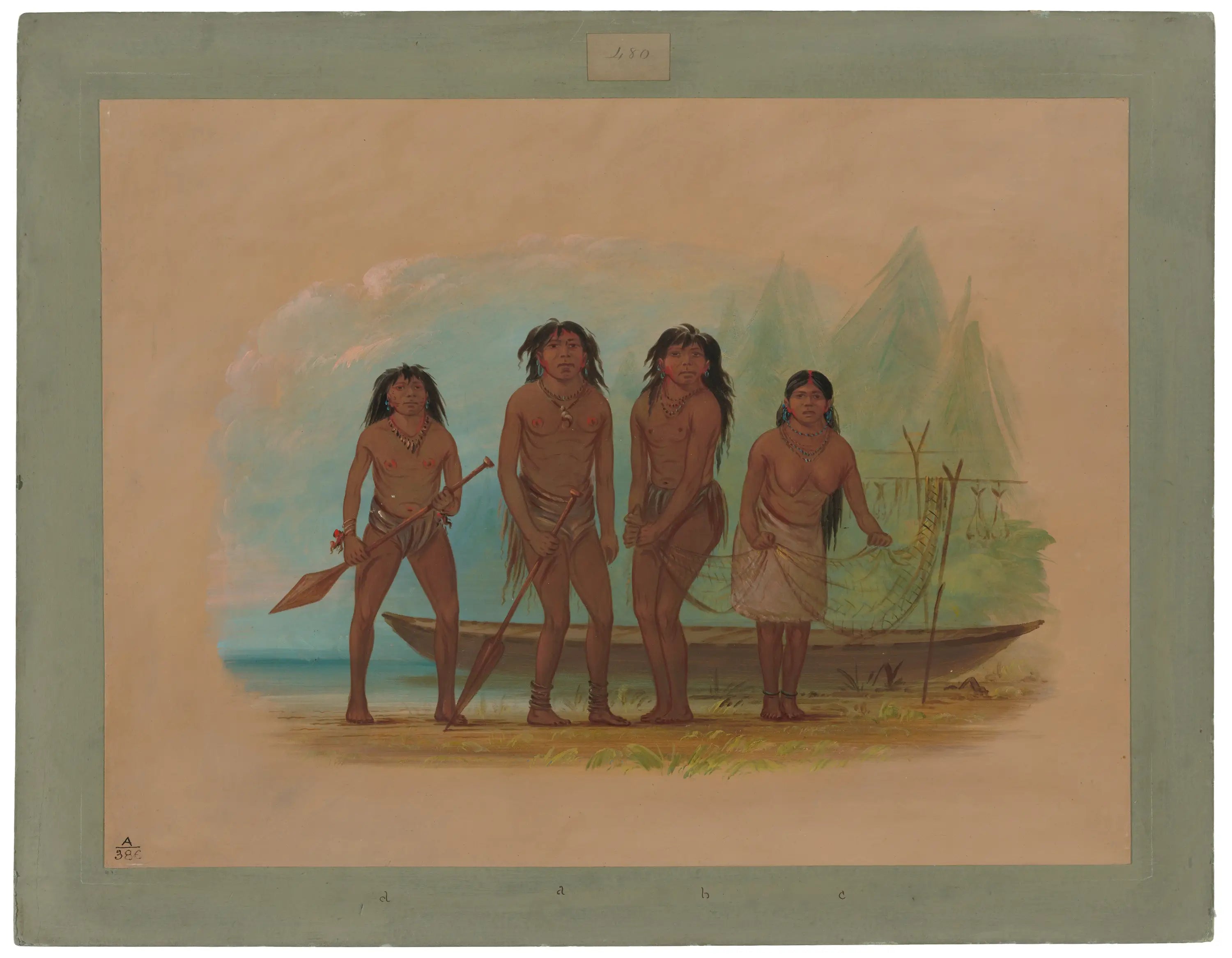 Quatre Indiens fuégiens - George Catlin - Alpha Reproduction