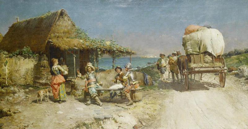 Rinfreschi in un'osteria lungo la strada - Cesare Augusto Detti