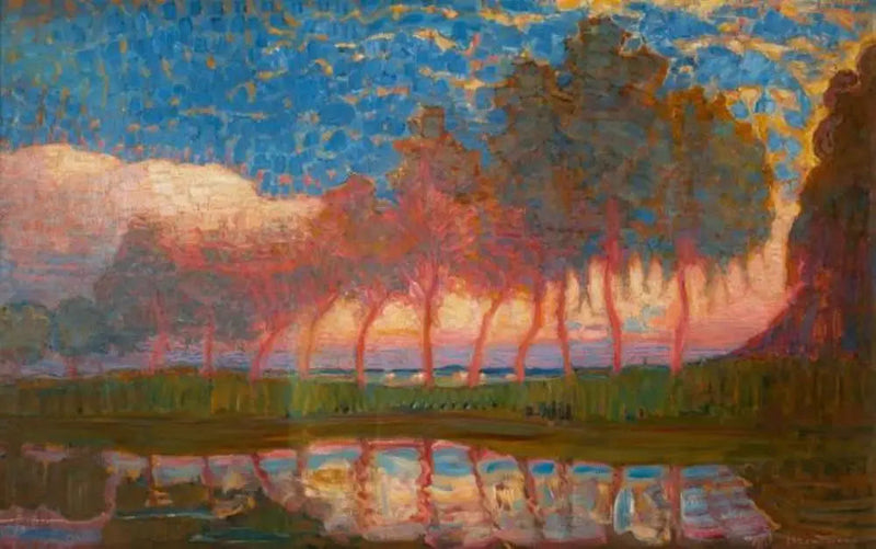 Filare di undici pioppi rossi, gialli, blu e verdi - Piet Mondrian