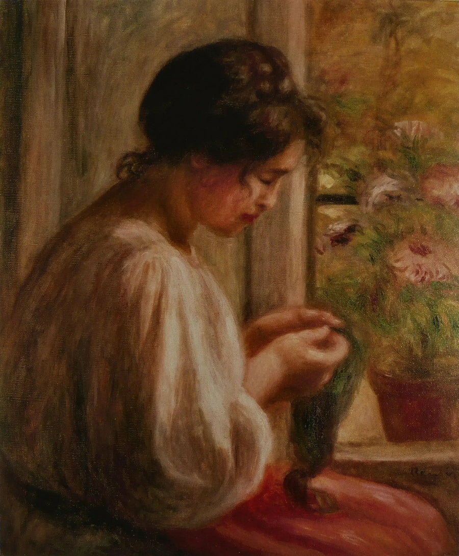 Ravaudage alla finestra - Pierre-Auguste Renoir