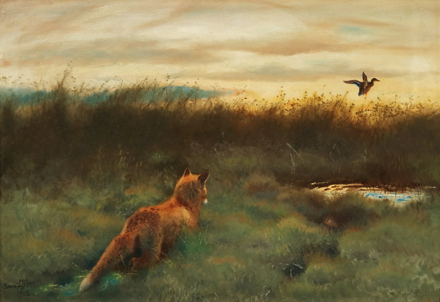 Volpe e anatra - Bruno Liljefors