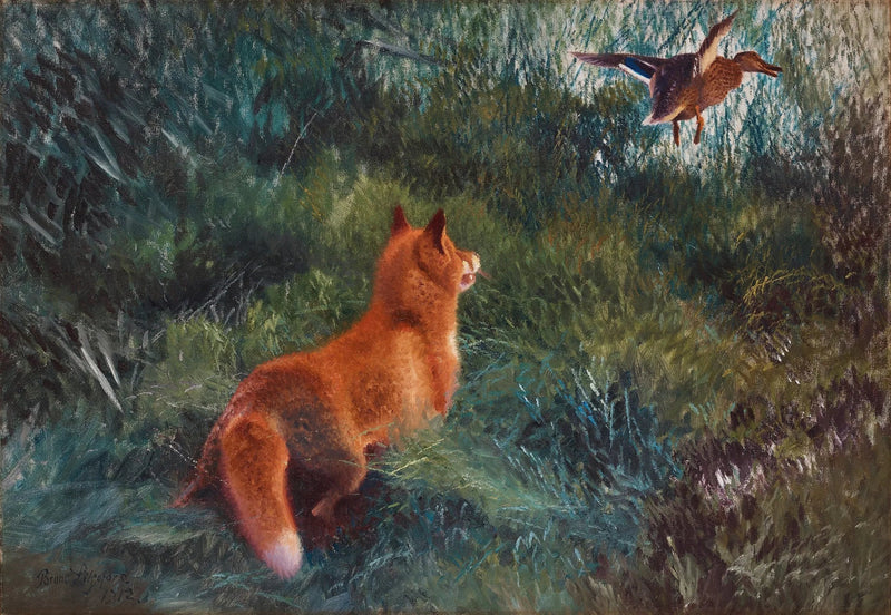 Volpe e anatra selvatica - Bruno Liljefors