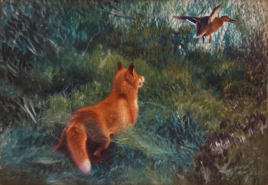 Volpe e anatra selvatica - Bruno Liljefors