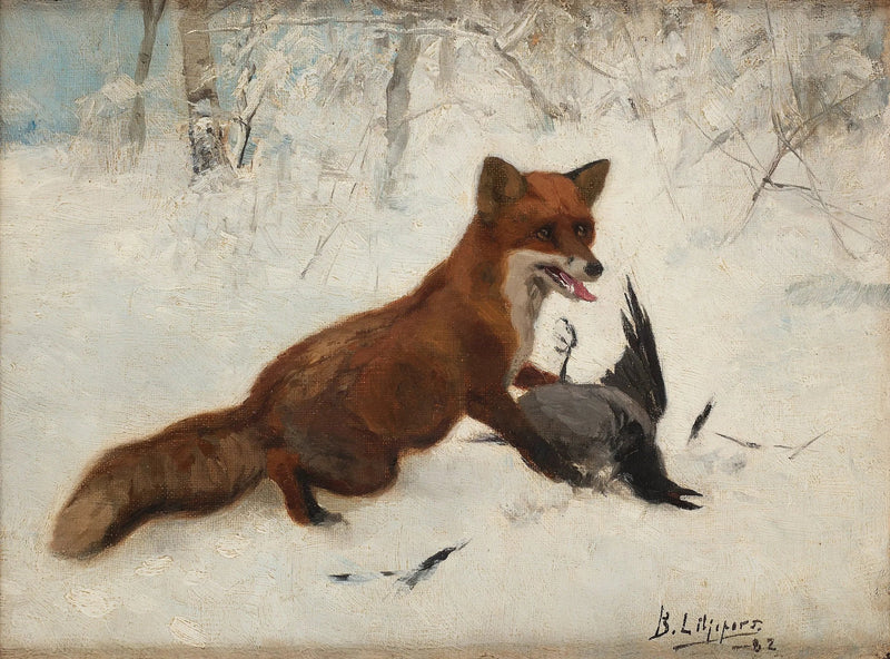 Volpe e corvo - Bruno Liljefors