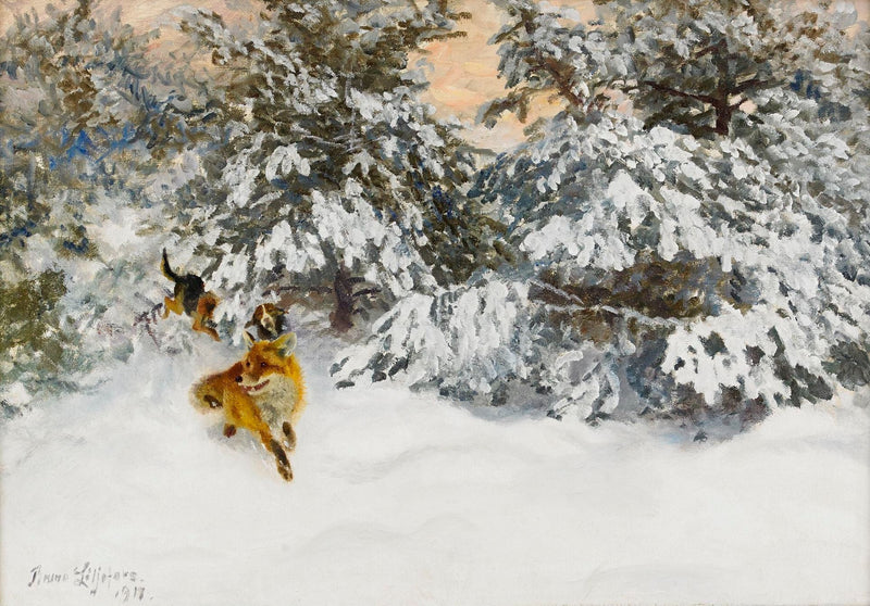 Volpi e cani da caccia - Bruno Liljefors