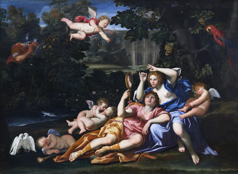 Renaud presenting a mirror to Armida - Domenichino