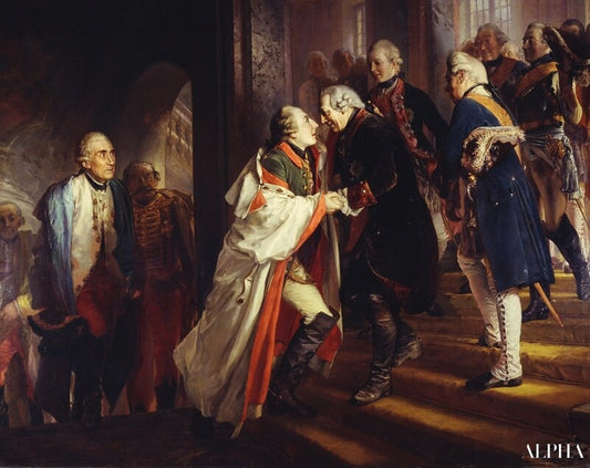 Rencontre de Frédéric II avec l'empereur Joseph II à Neisse 1769 - Adolph von Menzel - Reproductions de tableaux et peintures haut de gamme