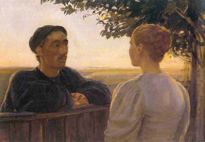 Incontro serale vicino alla recinzione del giardino - Anna Ancher