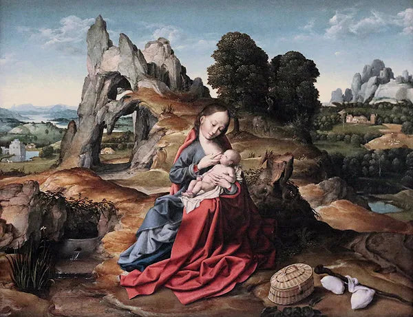 Riposate durante il volo verso l'Egitto - Joos van Cleve