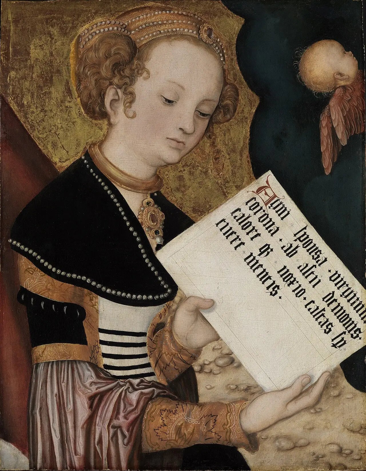 Retable de Prague, Sainte (Agnès ?) avec un page - Lucas Cranach the Elder image 1 tableau peint à l’huile sur toile