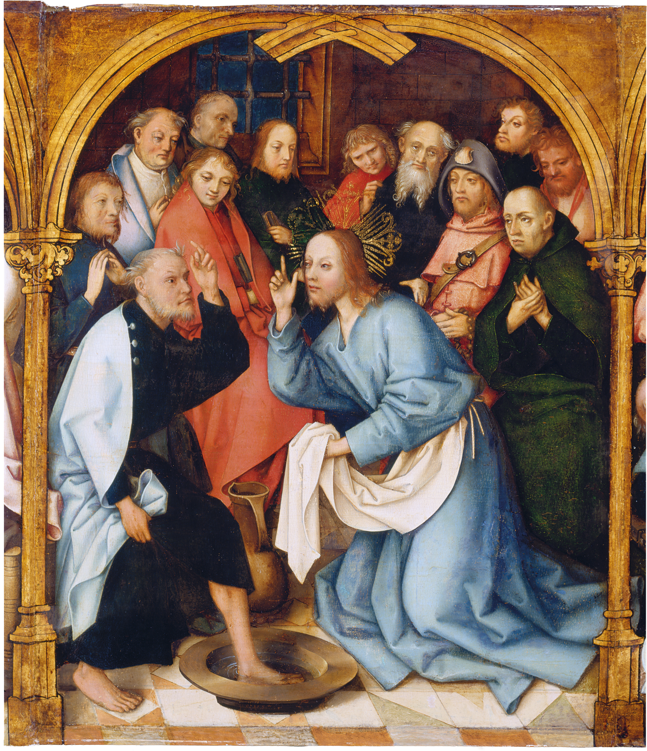 Retable dominicain de Francfort : Le Christ lavant les pieds de saint Pierre - Hans Holbein the Elder image 1 copie peinte à la main à l’huile