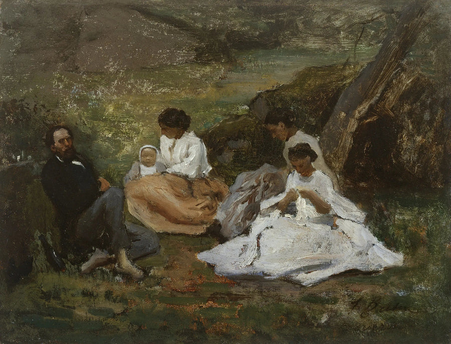 Riunione di famiglia a Bourron-Marlotte (Théodore de Banville dans la forêt de Fontainebleau) - Jules Breton
