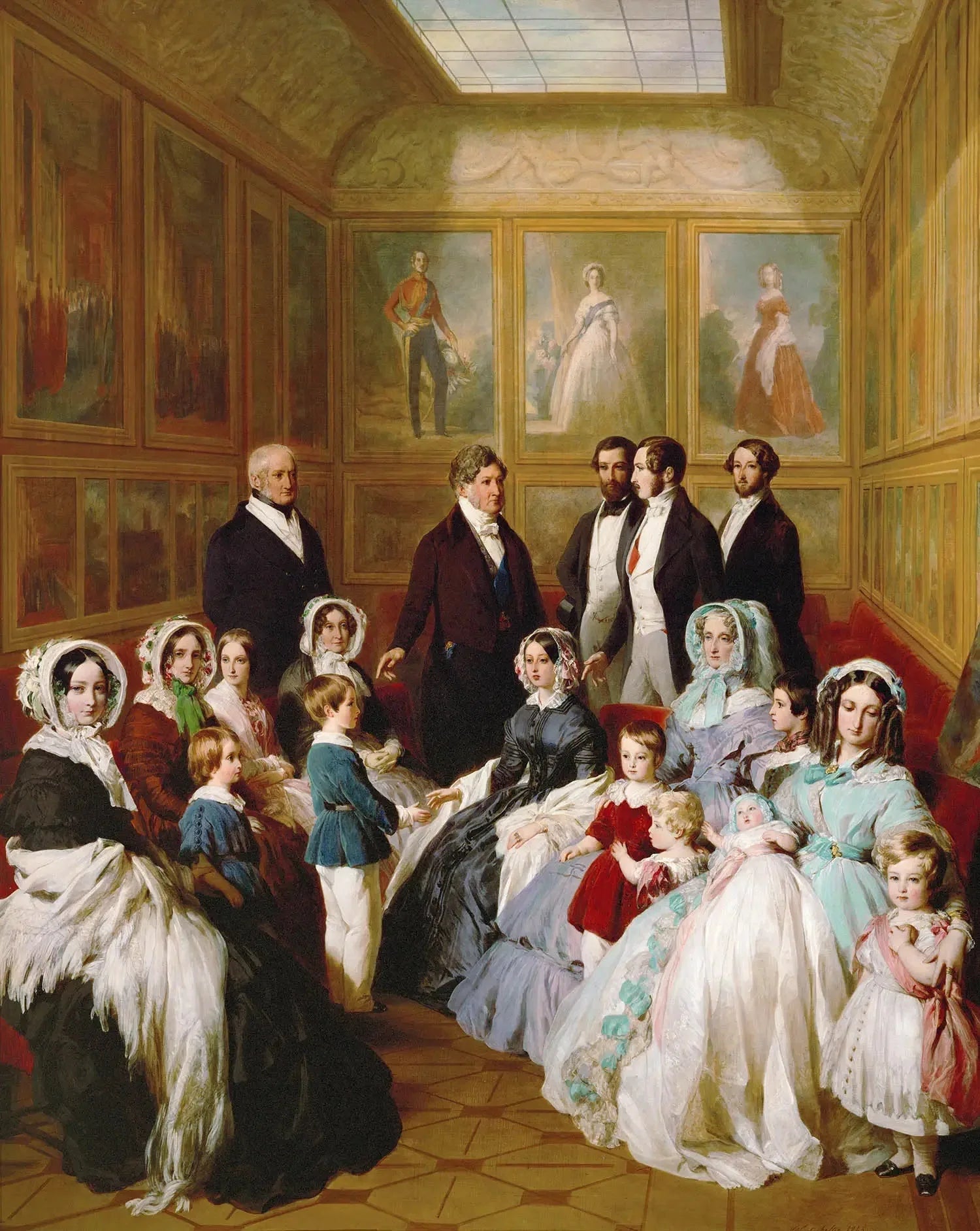 Réunion en famille dans la galerie Victoria au château d'Eu, le 8 septembre 1845 - Franz Xaver Winterhalter image 1 reproduction d’œuvre d’art à l’huile