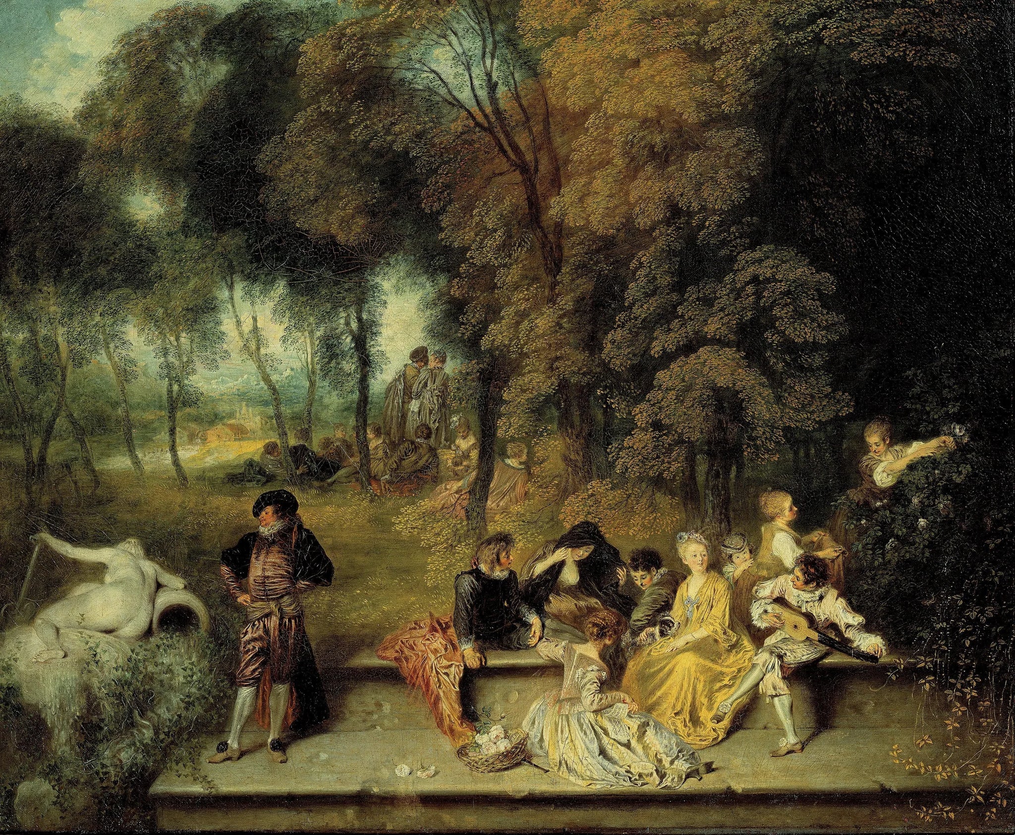 Réunion en plein air - Antoine Watteau image 1 copie peinte à la main à l’huile