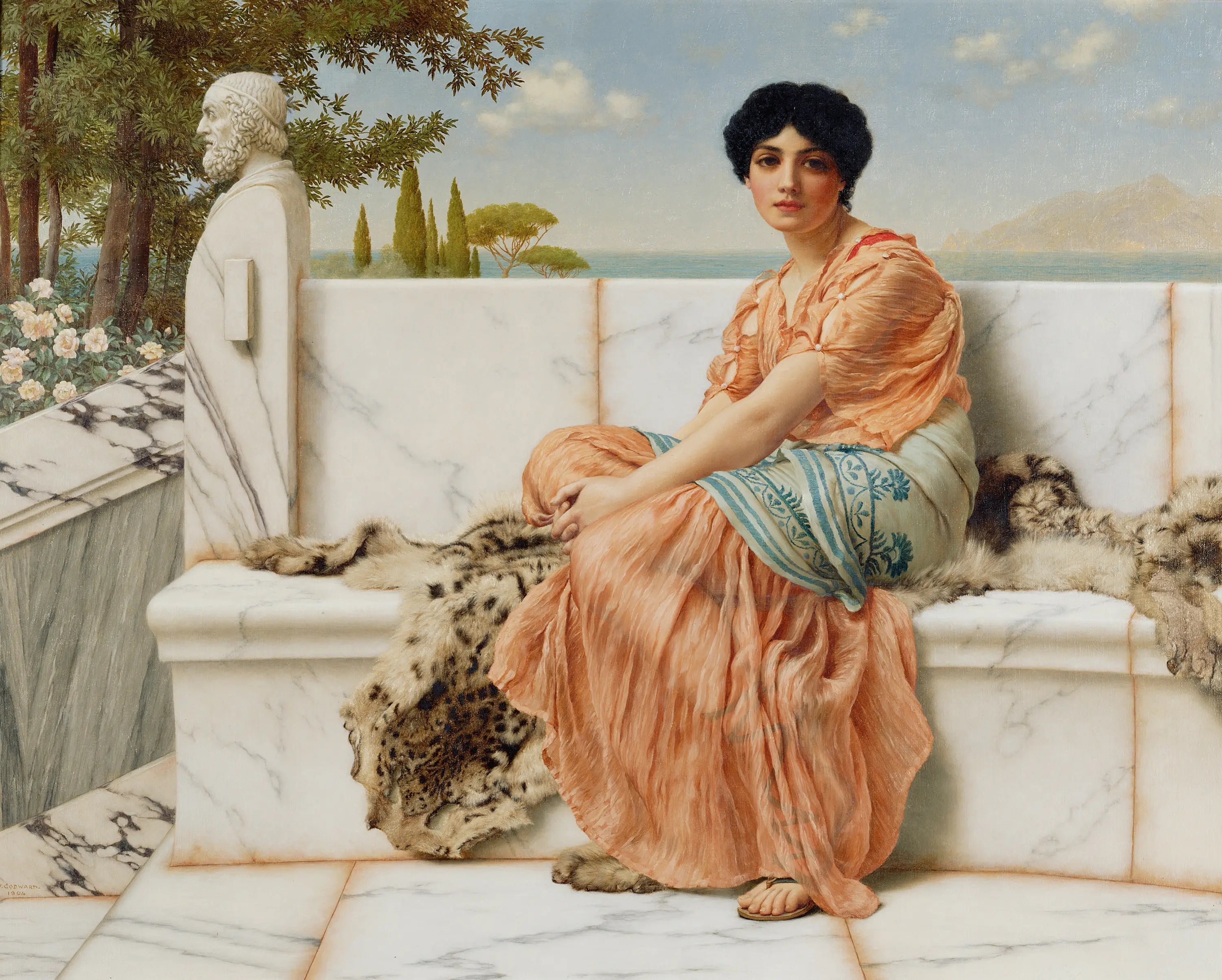 Rêverie - John William Godward image 1 reproduction d’œuvre d’art à l’huile