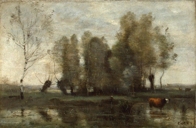 Tenda di alberi nelle paludi - Jean-Baptiste Camille Corot