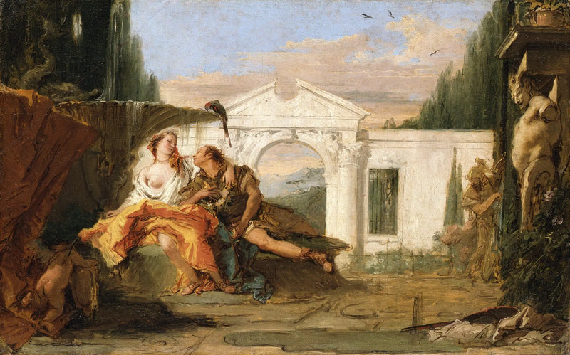 Rinaldo e Armida nel giardino magico di Armida, ascoltati da Carlo e Ubaldo - Giovanni Battista Tiepolo