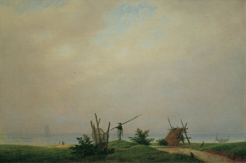 Riva con pescatore - Caspar David Friedrich