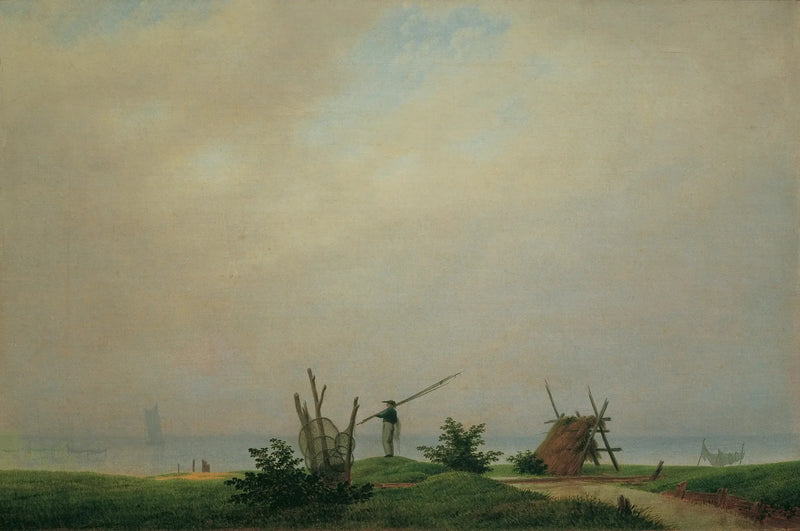 Riva con pescatore - Caspar David Friedrich