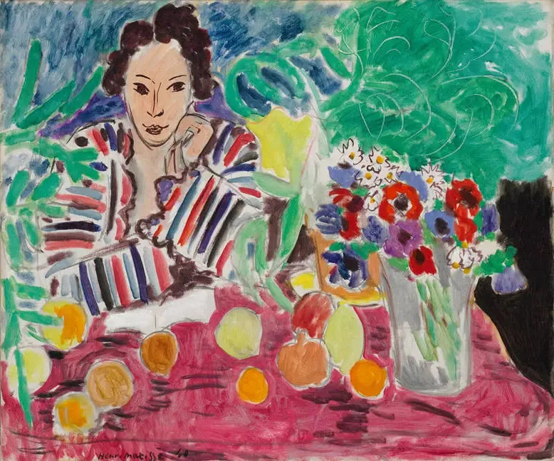 Abito a righe, Frutta e Anemoni - Henri Matisse