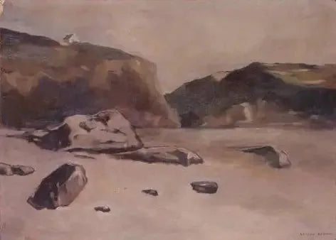 Rochers sur la plage - Odilon Redon image 1 copie de tableau peinte à la main