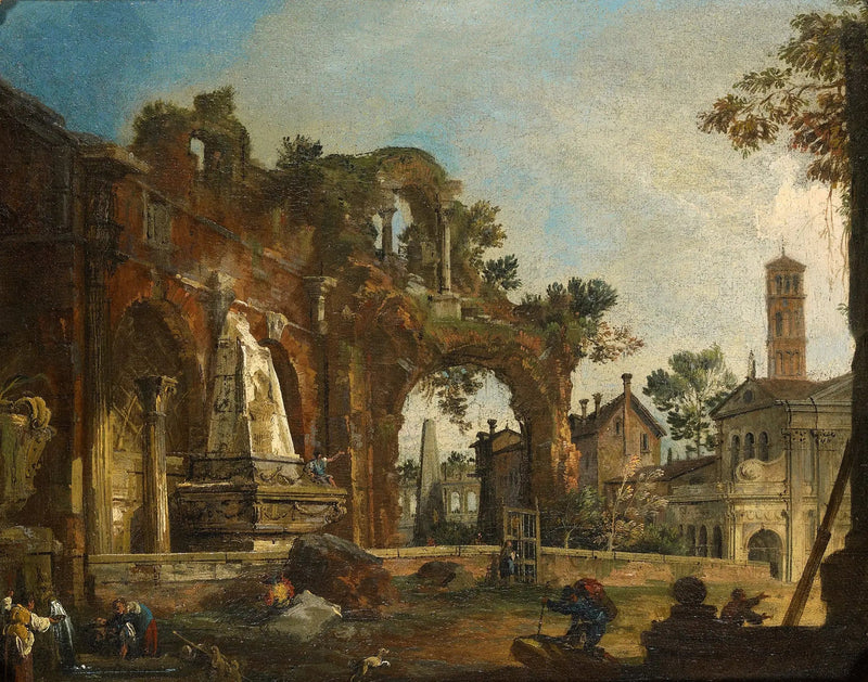 Rome : Capriccio con rovine basate sul Foro - Canaletto