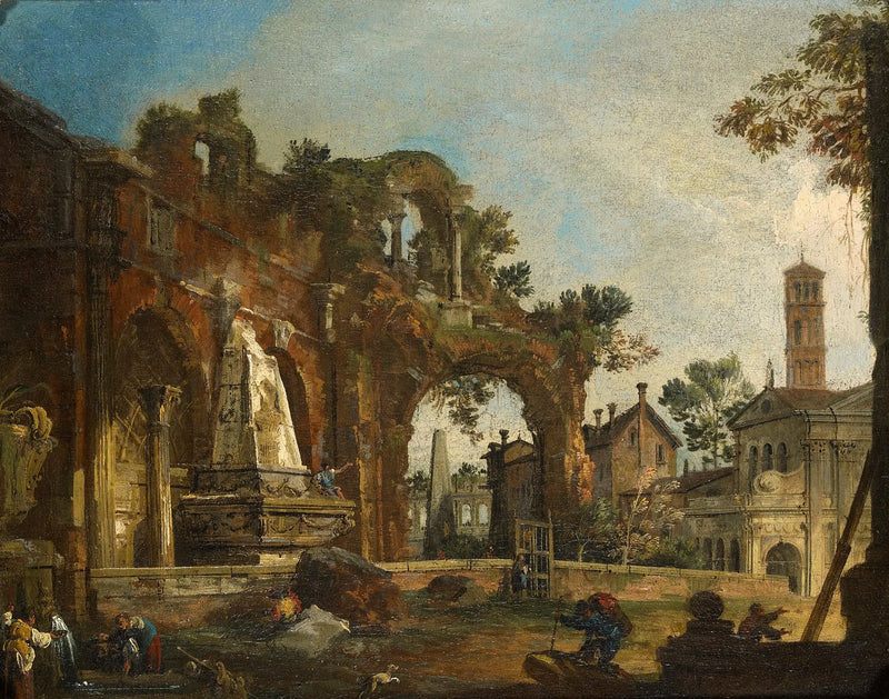 Rome : Capriccio con rovine basate sul Foro - Canaletto