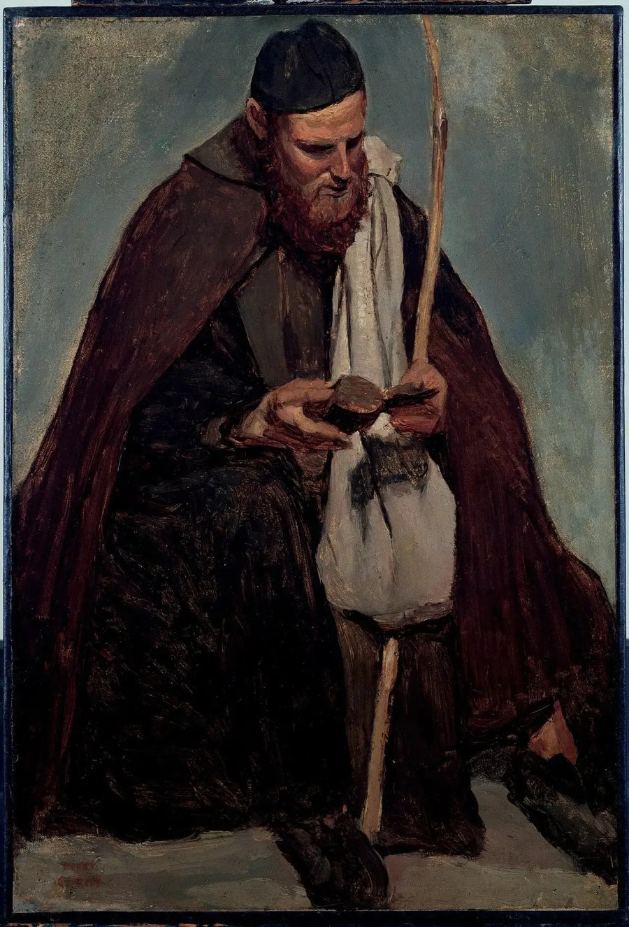Rome, monaco italiano seduto che legge - Jean-Baptiste Camille Corot