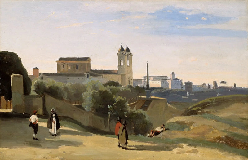 Roma Mont Pincio. La Trinité des Monts. Vista sui giardini dell'Académie de France - Jean-Baptiste Camille Corot